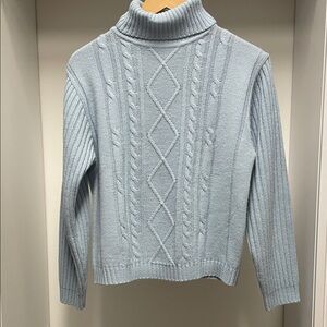 Sky Blue Cable Knit Turtleneck Sweater Size M